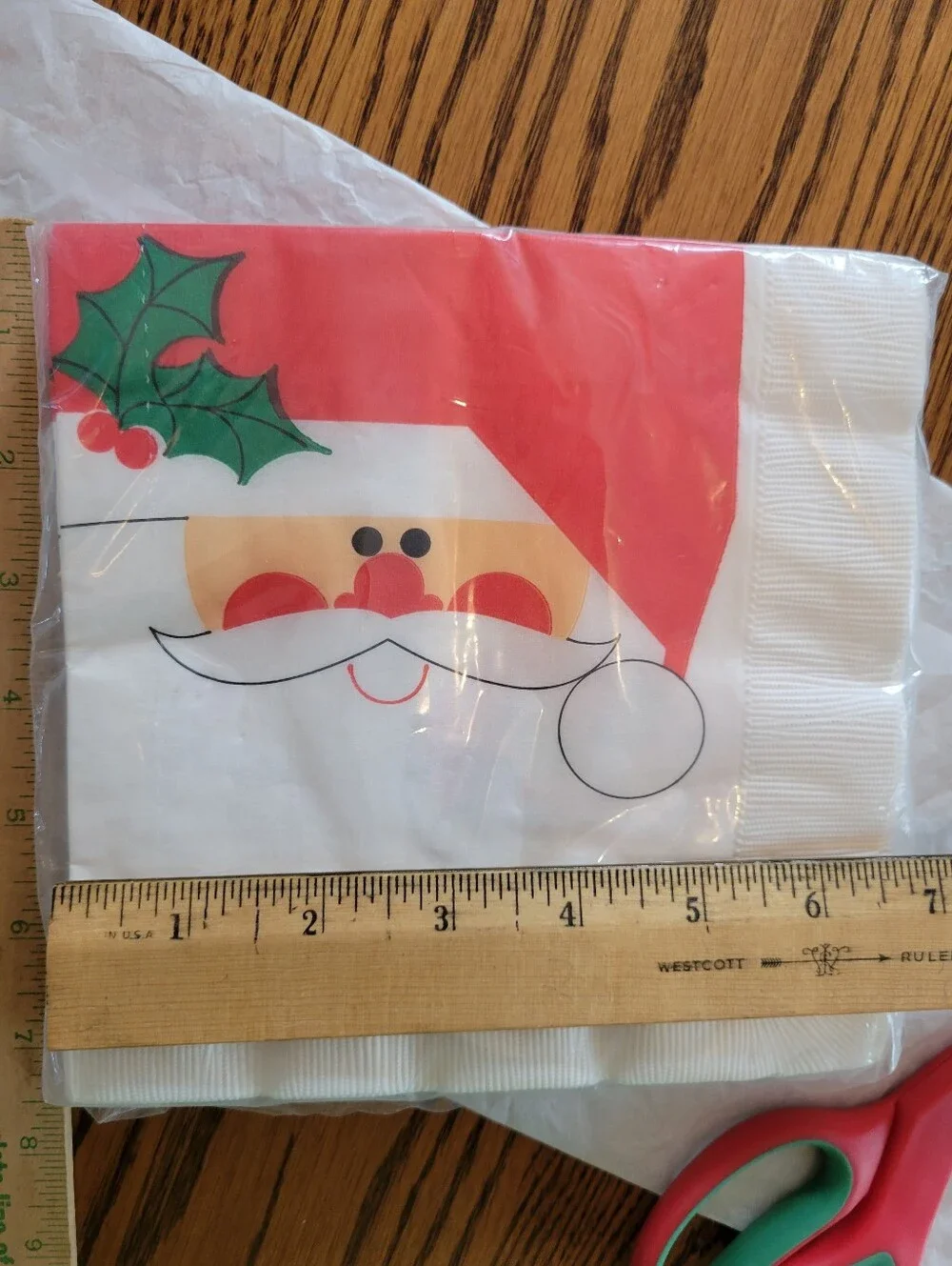 Vintage Contempo Festive Santa Paper Napkins - NOS Red & White Holiday Design